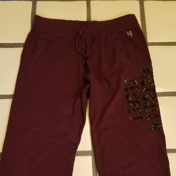 Victoria's Secret Two Piece Sequin Maroon Sweatshirt and Bootcut Sweatpant - Picture 14 of 14